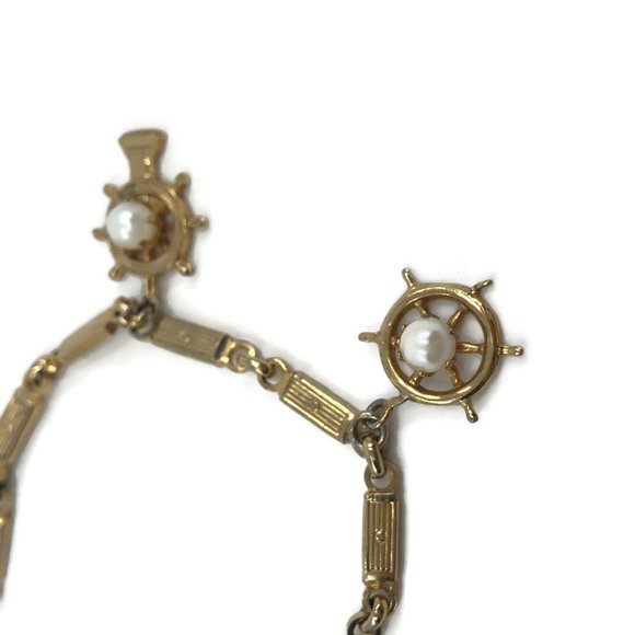 Nautical Themed Charm Bracelet Ships Wheel, Anchor - Picture 4 of 7
